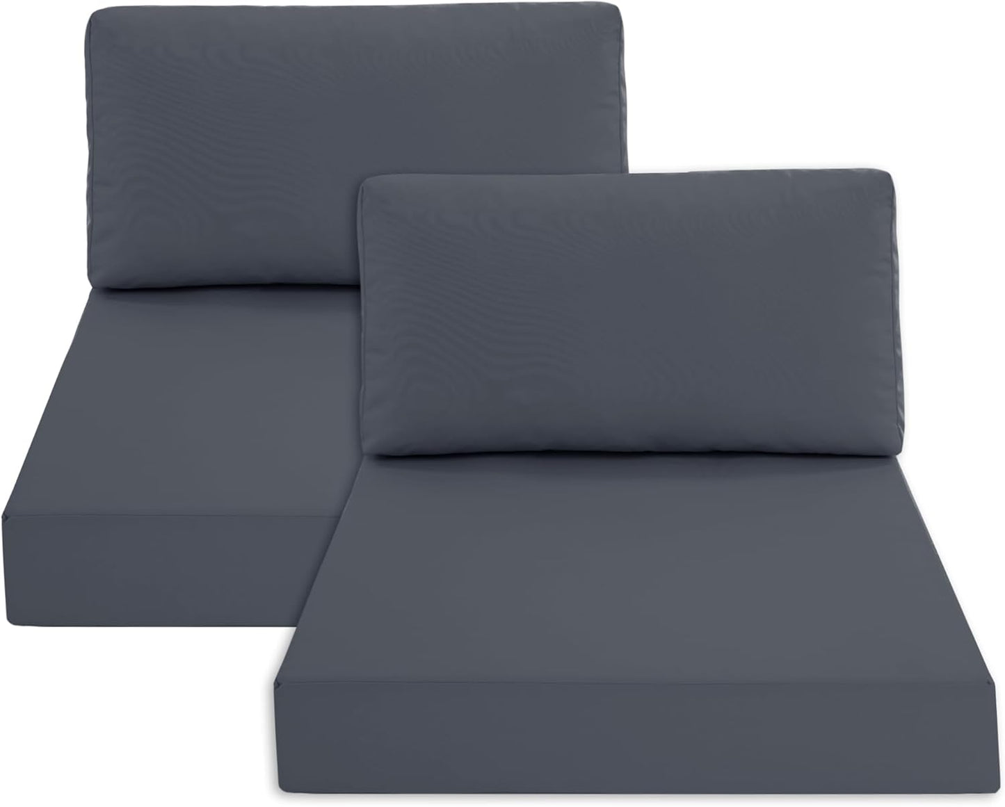 Outdoor Chair Cushions for Patio Furniture with Waterproof Detachable Cover, Deep Seat Couch Cushion Replacement and Backrest Pillow for Sectional Sofa, 25.6 x 25.6 Inch, Dark Grey, Set of 4