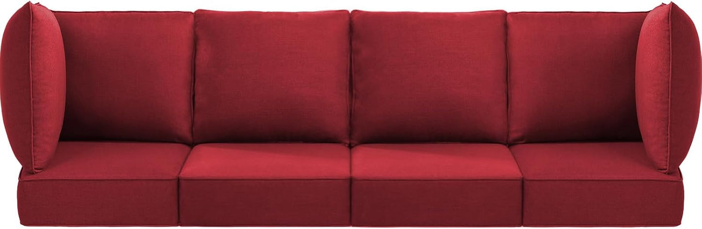 Luxury 24x24x6 Outdoor Cushions for 5-Seat Sectional Sofa Set of 5 - Water-Repellent 11-Piece Patio Cushion Set for Outside Rattan Wicker Loveseat Chair L-Shape Couch - Beige/Classic