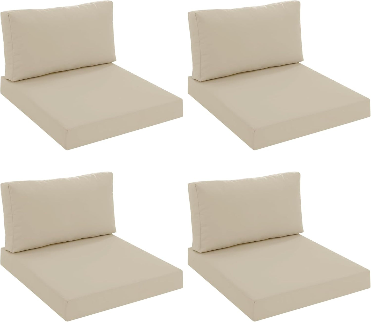 Outdoor Chair Cushions for Patio Furniture with Waterproof Detachable Cover, Deep Seat Couch Cushion Replacement and Backrest Pillow for Sectional Sofa, 25.6 x 25.6 Inch, Dark Grey, Set of 4