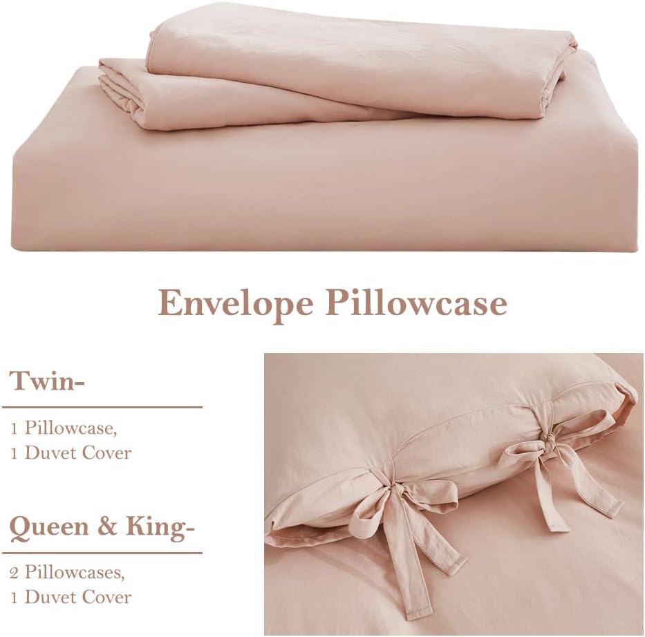 annadaif Pink Duvet Cover Queen (90x90 Inch), 3 Pieces (1 Duvet Cover, 2 Pillowcases) Soft Washed Microfiber Bowknot Bow Tie Duvet Cover Set, Easy Care Bedding Set for Men, Women