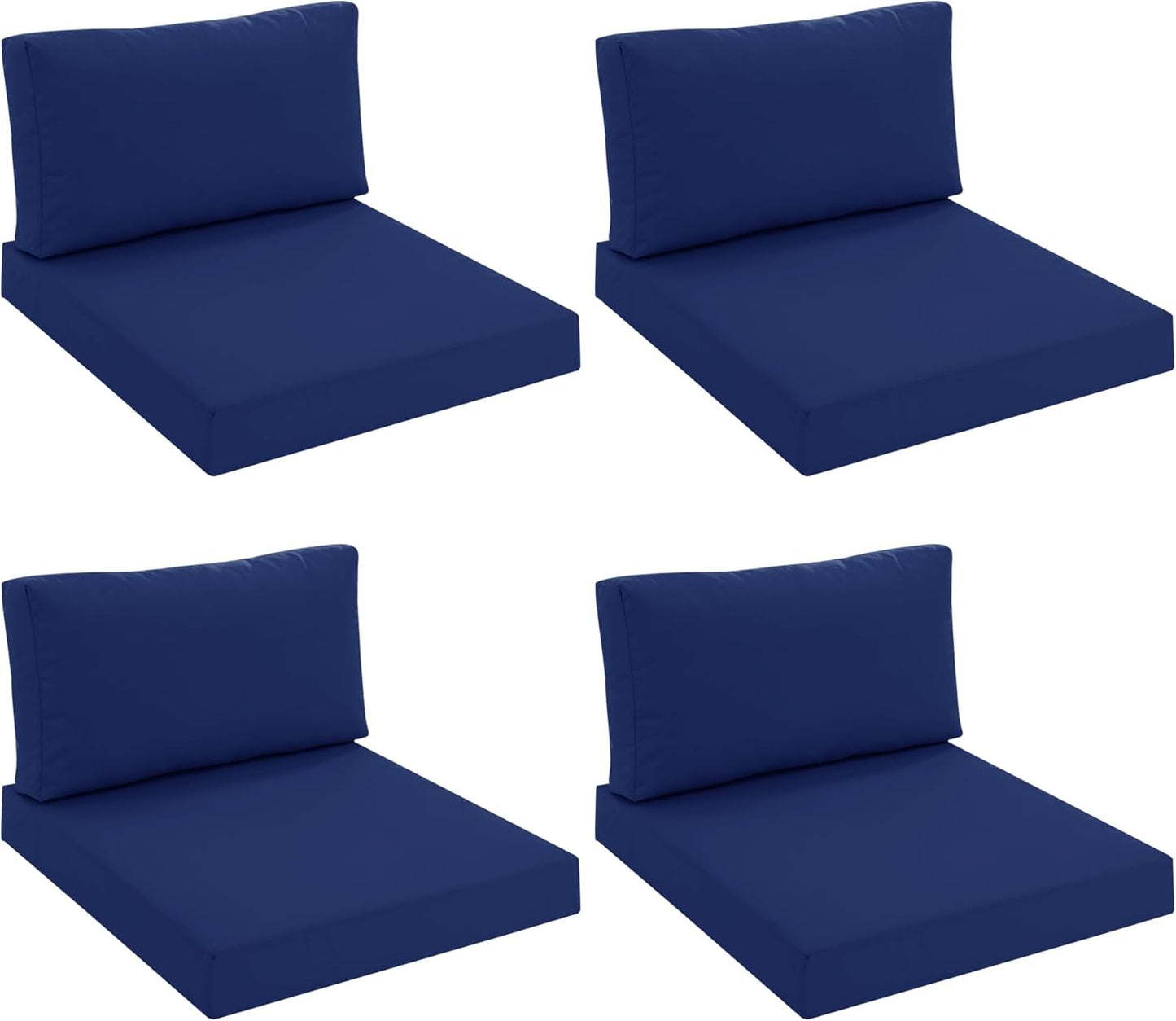Outdoor Chair Cushions for Patio Furniture with Waterproof Detachable Cover, Deep Seat Couch Cushion Replacement and Backrest Pillow for Sectional Sofa, 25.6 x 25.6 Inch, Dark Grey, Set of 4