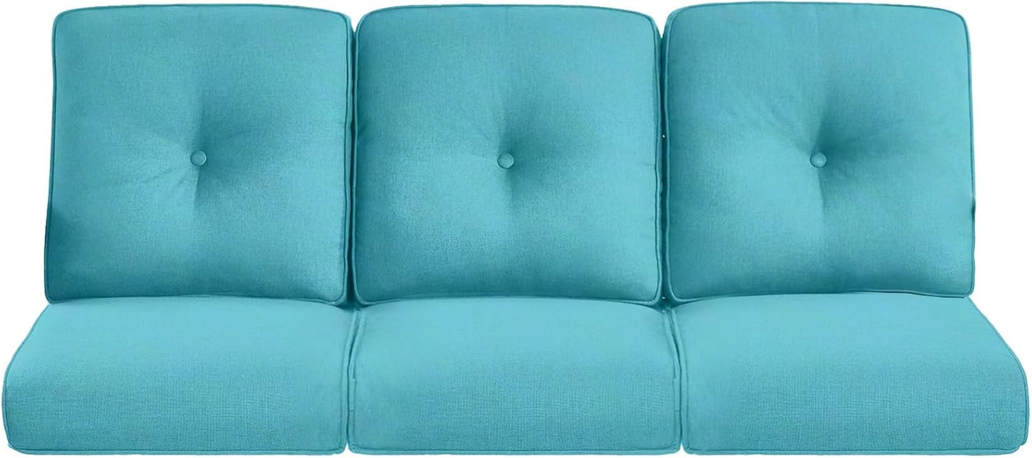 22x25/22x24 Outdoor Cushions for Patio 5 Piece Set - Set of 5 Water-Resistant Replacement Cushion for Wicker Rattan Dining Rocking Swivel Chairs Loveseat Couch Sectional Sofa - Beige/Button