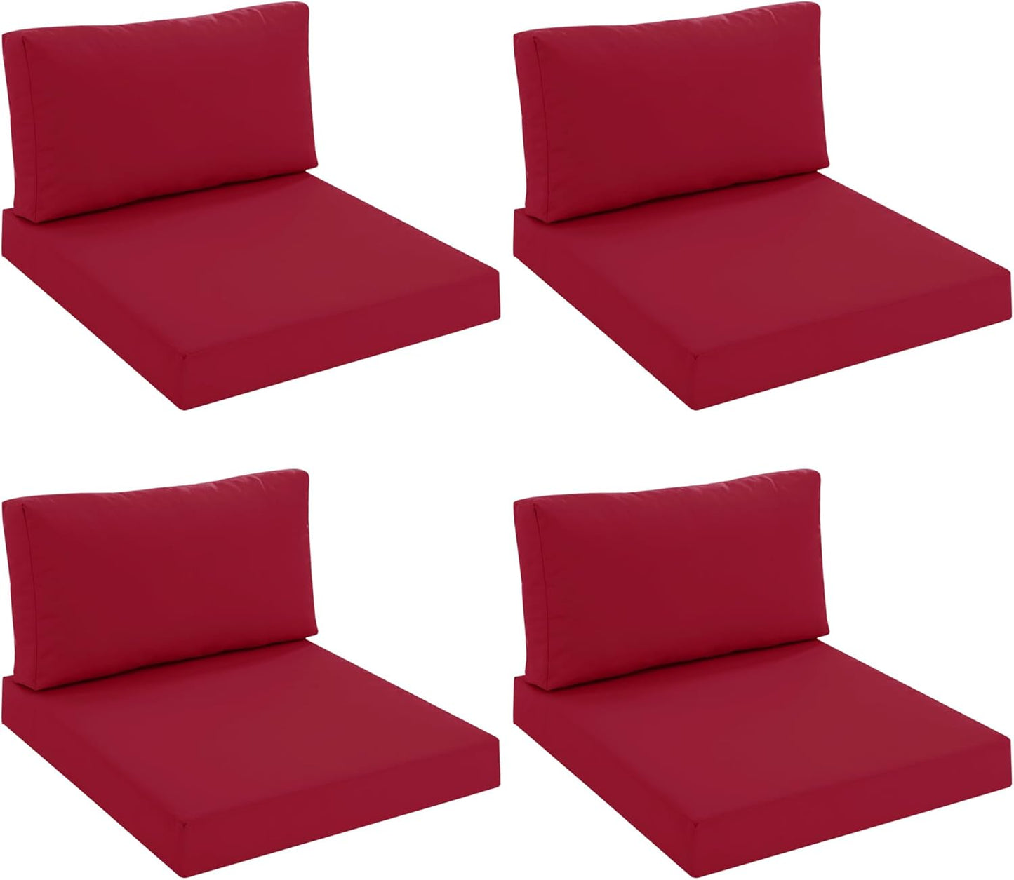 Outdoor Chair Cushions for Patio Furniture with Waterproof Detachable Cover, Deep Seat Couch Cushion Replacement and Backrest Pillow for Sectional Sofa, 25.6 x 25.6 Inch, Dark Grey, Set of 4
