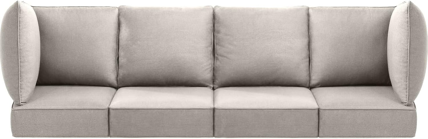 Luxury 24x24x6 Outdoor Cushions for 5-Seat Sectional Sofa Set of 5 - Water-Repellent 11-Piece Patio Cushion Set for Outside Rattan Wicker Loveseat Chair L-Shape Couch - Beige/Classic