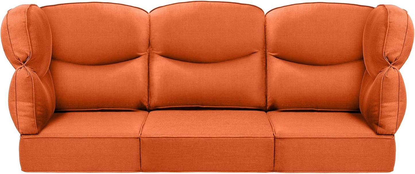 Luxury 24x24x6 Outdoor Cushions for 5-Seat Sectional Sofa Set of 5 - Water-Repellent 11-Piece Patio Cushion Set for Outside Rattan Wicker Loveseat Chair L-Shape Couch - Beige/Classic