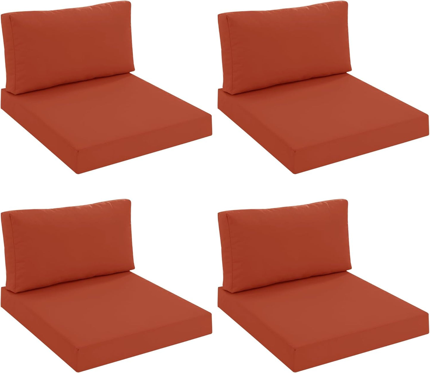 Outdoor Chair Cushions for Patio Furniture with Waterproof Detachable Cover, Deep Seat Couch Cushion Replacement and Backrest Pillow for Sectional Sofa, 25.6 x 25.6 Inch, Dark Grey, Set of 4