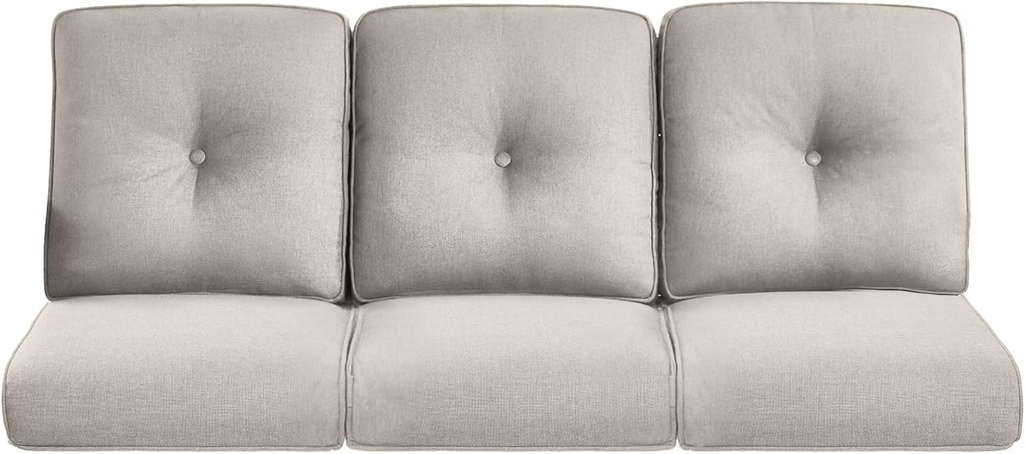 22x25/22x24 Outdoor Cushions for Patio 5 Piece Set - Set of 5 Water-Resistant Replacement Cushion for Wicker Rattan Dining Rocking Swivel Chairs Loveseat Couch Sectional Sofa - Beige/Button