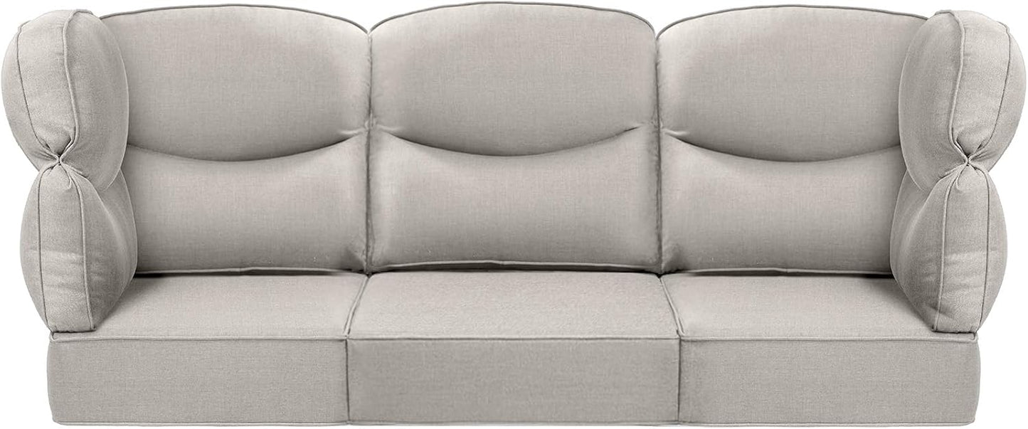 Luxury 24x24x6 Outdoor Cushions for 5-Seat Sectional Sofa Set of 5 - Water-Repellent 11-Piece Patio Cushion Set for Outside Rattan Wicker Loveseat Chair L-Shape Couch - Beige/Classic