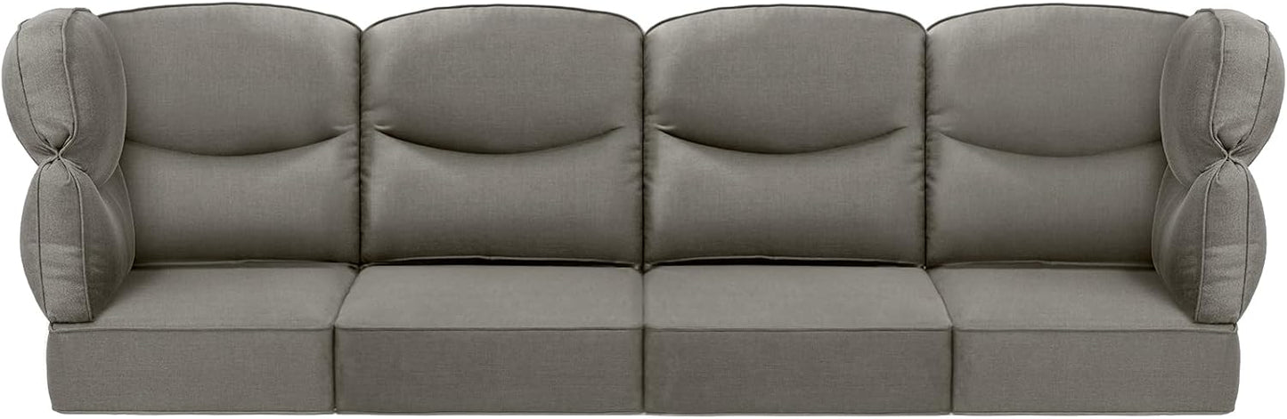 Luxury 24x24x6 Outdoor Cushions for 5-Seat Sectional Sofa Set of 5 - Water-Repellent 11-Piece Patio Cushion Set for Outside Rattan Wicker Loveseat Chair L-Shape Couch - Beige/Classic