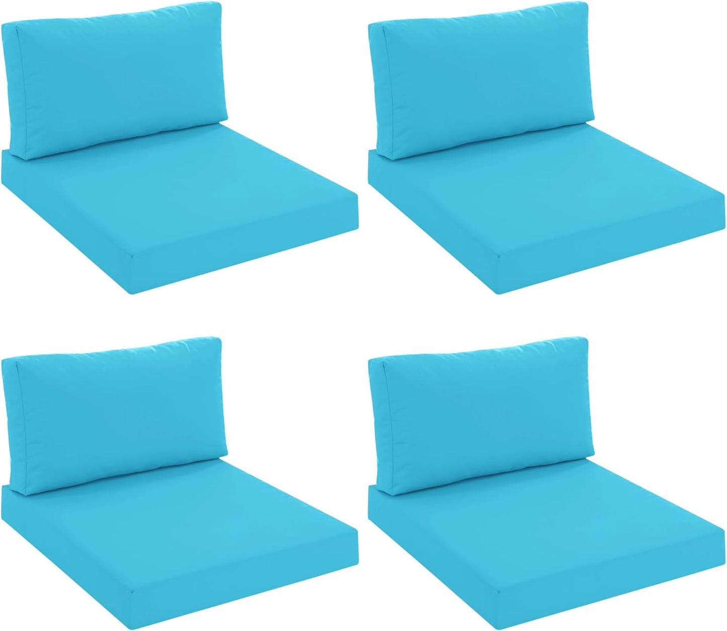 Outdoor Chair Cushions for Patio Furniture with Waterproof Detachable Cover, Deep Seat Couch Cushion Replacement and Backrest Pillow for Sectional Sofa, 25.6 x 25.6 Inch, Dark Grey, Set of 4