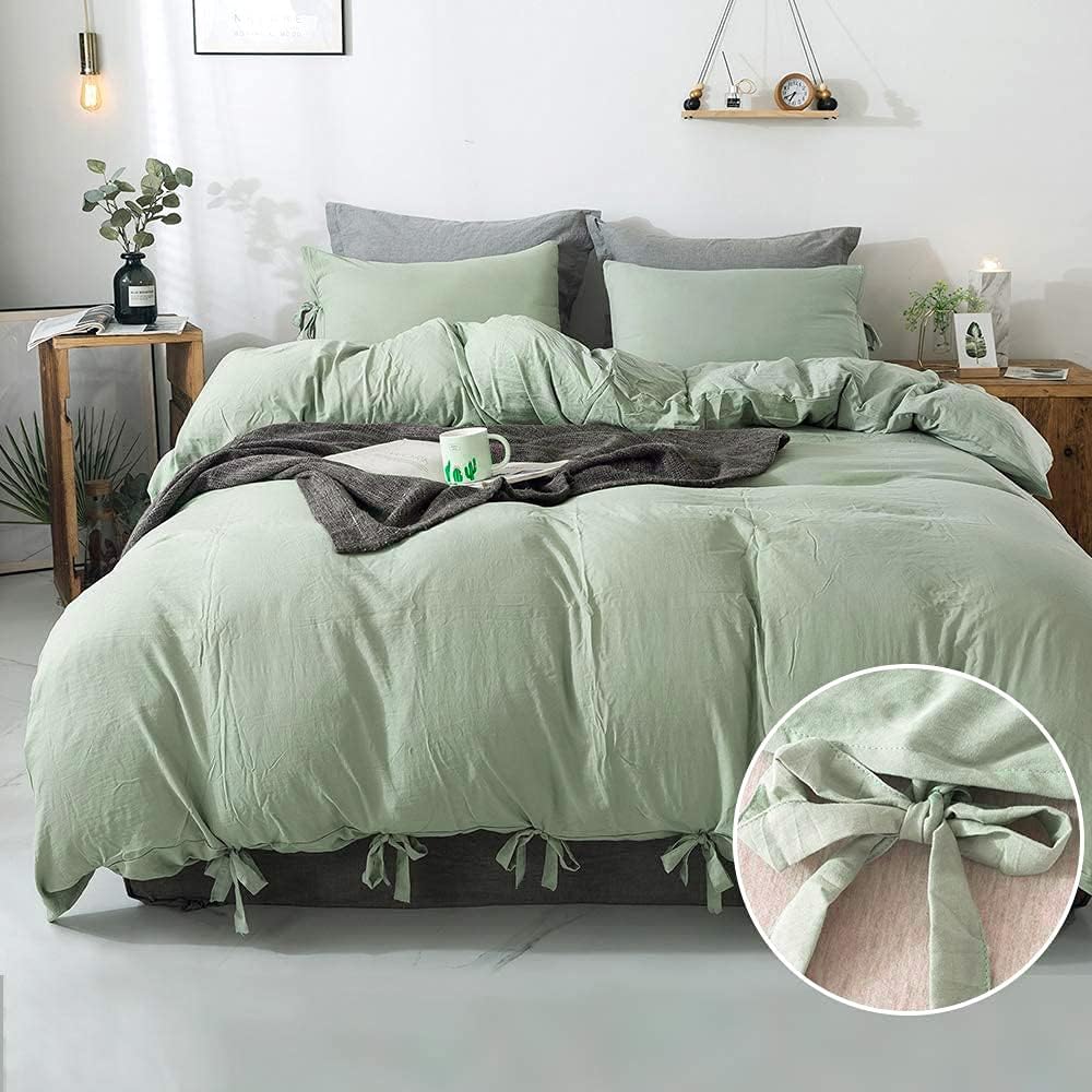 annadaif Pink Duvet Cover Queen (90x90 Inch), 3 Pieces (1 Duvet Cover, 2 Pillowcases) Soft Washed Microfiber Bowknot Bow Tie Duvet Cover Set, Easy Care Bedding Set for Men, Women