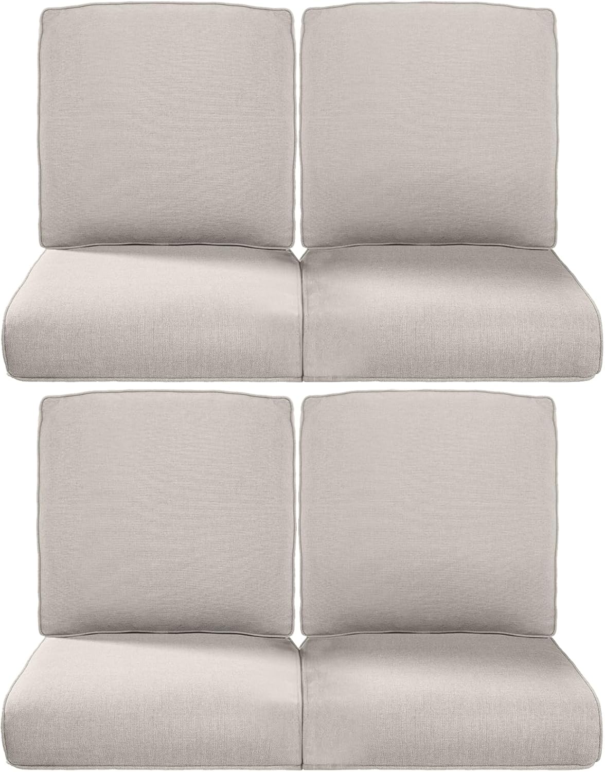 22x25/22x24 Outdoor Cushions for Patio 5 Piece Set - Set of 5 Water-Resistant Replacement Cushion for Wicker Rattan Dining Rocking Swivel Chairs Loveseat Couch Sectional Sofa - Beige/Button