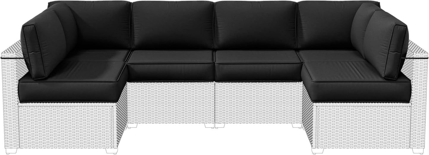 Outdoor Replacement Cushions for Patio Furniture, 5" Foam High-Density, 14-Piece Water-Resistant Outdoor Cushion for 6-Seat Sectional Patio Conversation Sets, Liner&Cover