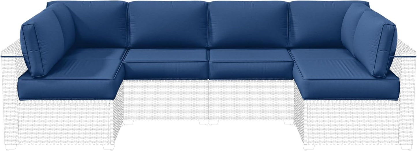 Outdoor Replacement Cushions for Patio Furniture, 5" Foam High-Density, 14-Piece Water-Resistant Outdoor Cushion for 6-Seat Sectional Patio Conversation Sets, Liner&Cover