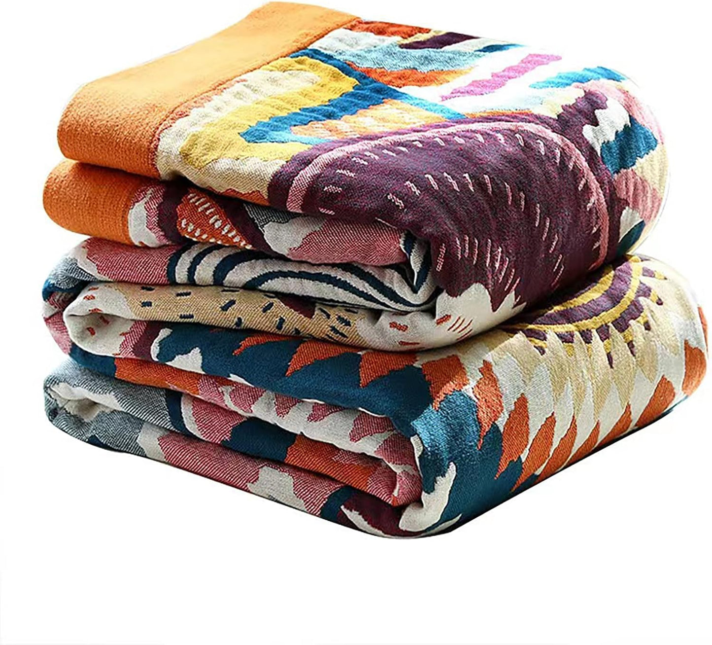 Boho Throw Blanket 60" x 80", 100% Organic Cotton Breathable Lightweight Ultra Soft Bed Quilt Throw - Summer Floral Butterfly Farmhouse Decor Blanket for Sofa Couch Chair and Gift.