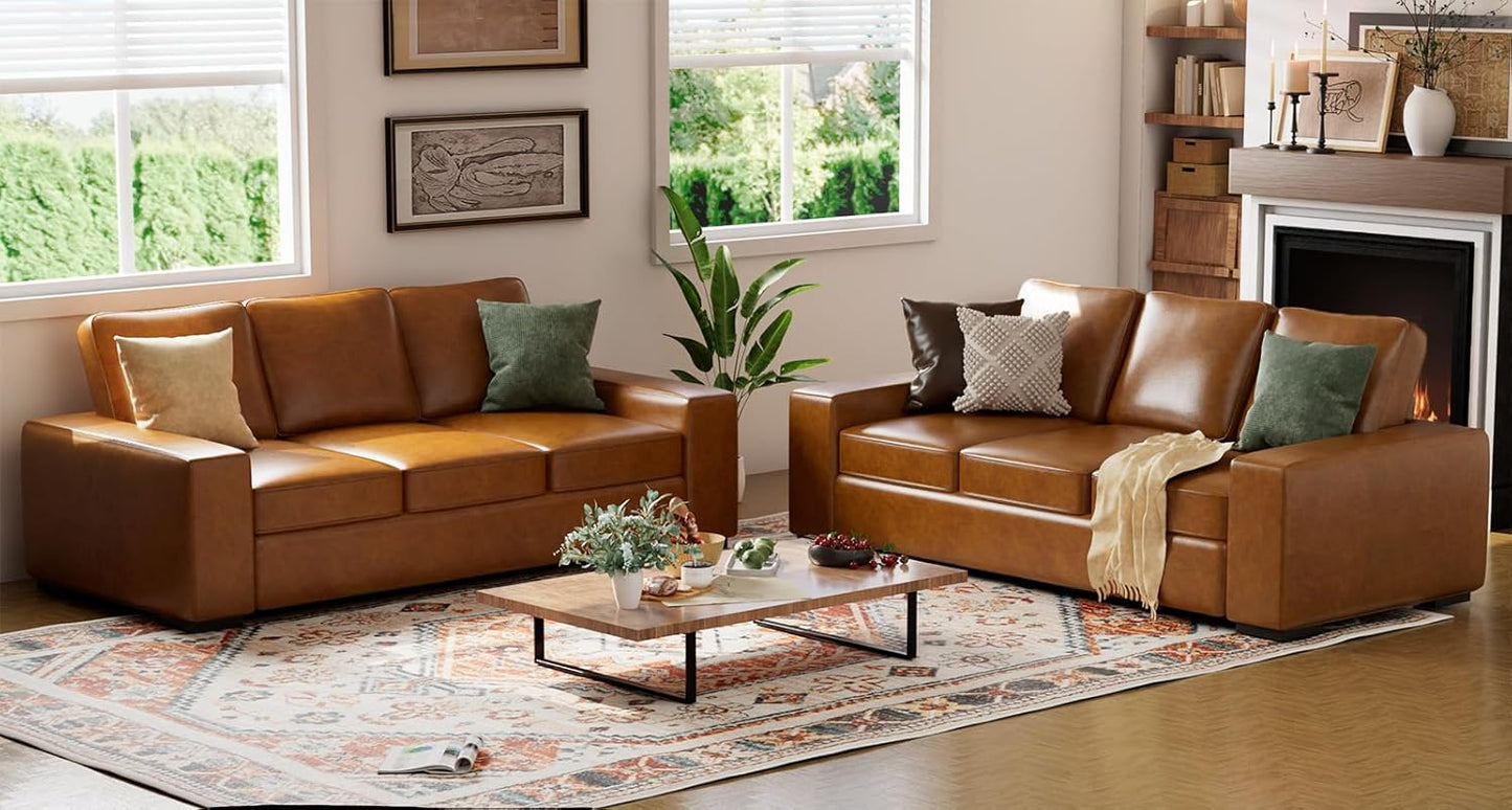 ELUCHANG 85" Modern Sofa Couches for Living Room, 3 Seater Sofa, Natural Linen Deep Seat Sofa with Upholstered Cushion&Detachable Cover, Comfy Sofa Couch for Small Space, Apartment, Cream