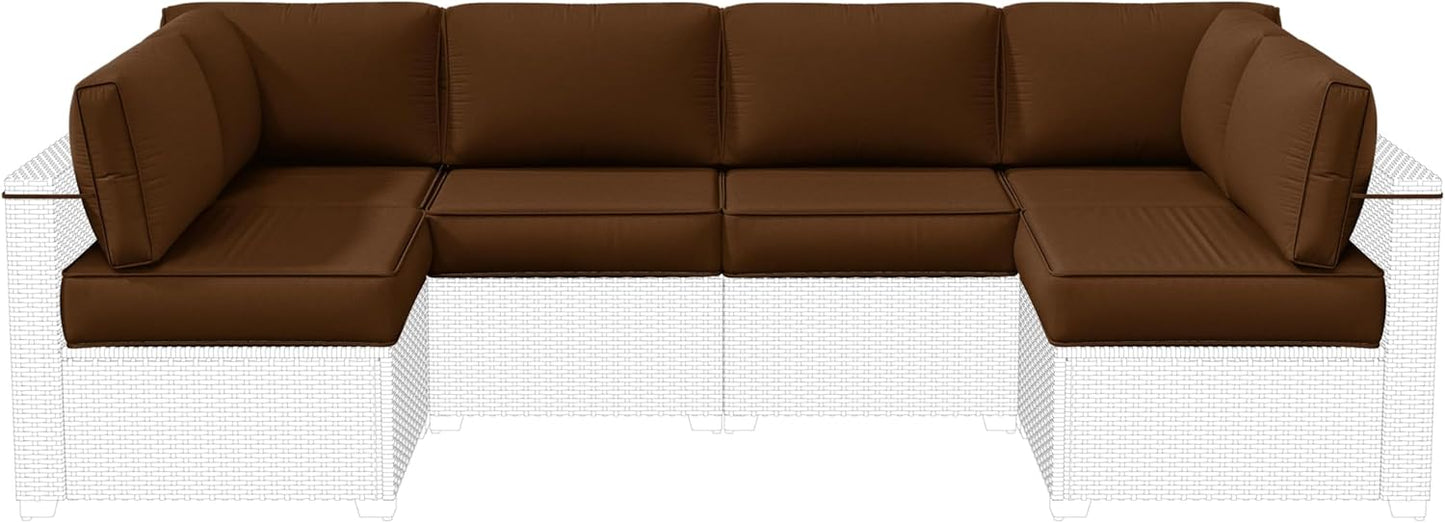 Outdoor Replacement Cushions for Patio Furniture, 5" Foam High-Density, 14-Piece Water-Resistant Outdoor Cushion for 6-Seat Sectional Patio Conversation Sets, Liner&Cover