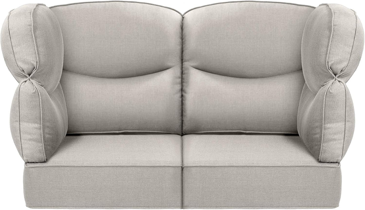 Luxury 24x24x6 Outdoor Cushions for 5-Seat Sectional Sofa Set of 5 - Water-Repellent 11-Piece Patio Cushion Set for Outside Rattan Wicker Loveseat Chair L-Shape Couch - Beige/Classic