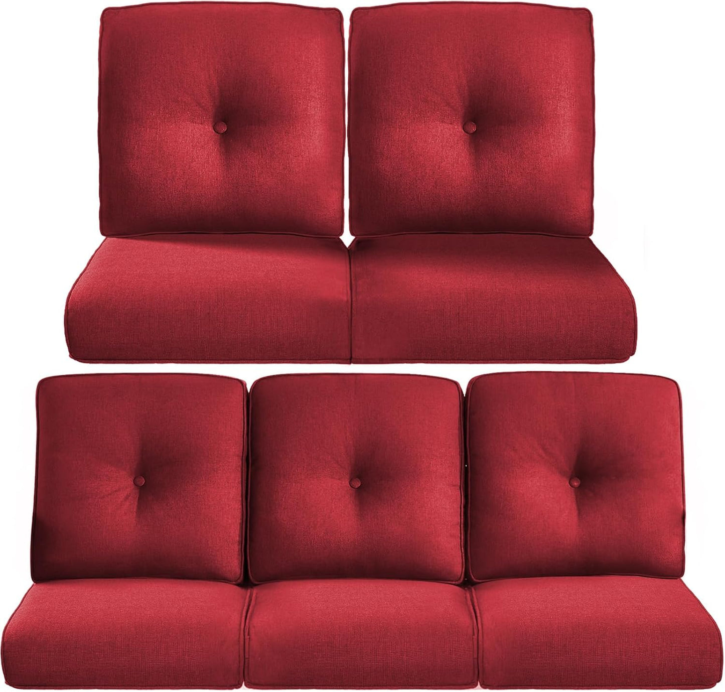 22x25/22x24 Outdoor Cushions for Patio 5 Piece Set - Set of 5 Water-Resistant Replacement Cushion for Wicker Rattan Dining Rocking Swivel Chairs Loveseat Couch Sectional Sofa - Beige/Button