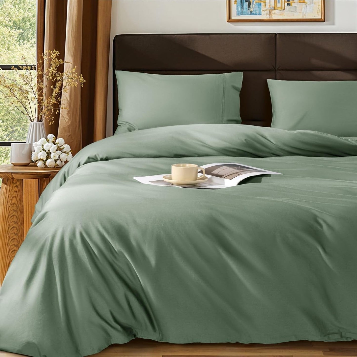 SONORO KATE 100% Egyptian Cotton Duvet Cover Queen Size, 1000 Thread Count Sateen Duvet Cover, Soft, Breathable Cotton Comforter Cover with Hidden Zipper Closure - 3 PC (White,Queen)