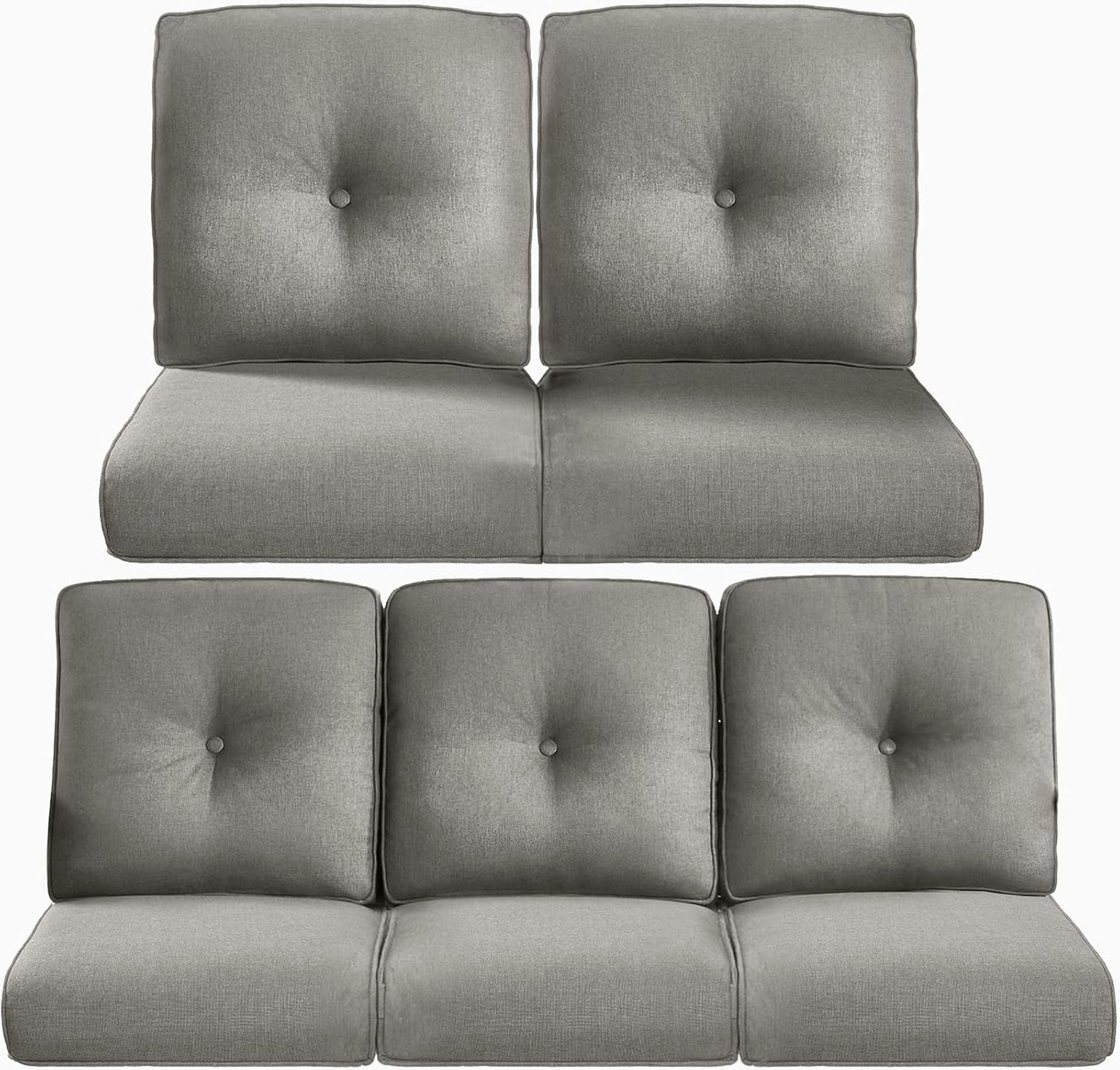 22x25/22x24 Outdoor Cushions for Patio 5 Piece Set - Set of 5 Water-Resistant Replacement Cushion for Wicker Rattan Dining Rocking Swivel Chairs Loveseat Couch Sectional Sofa - Beige/Button