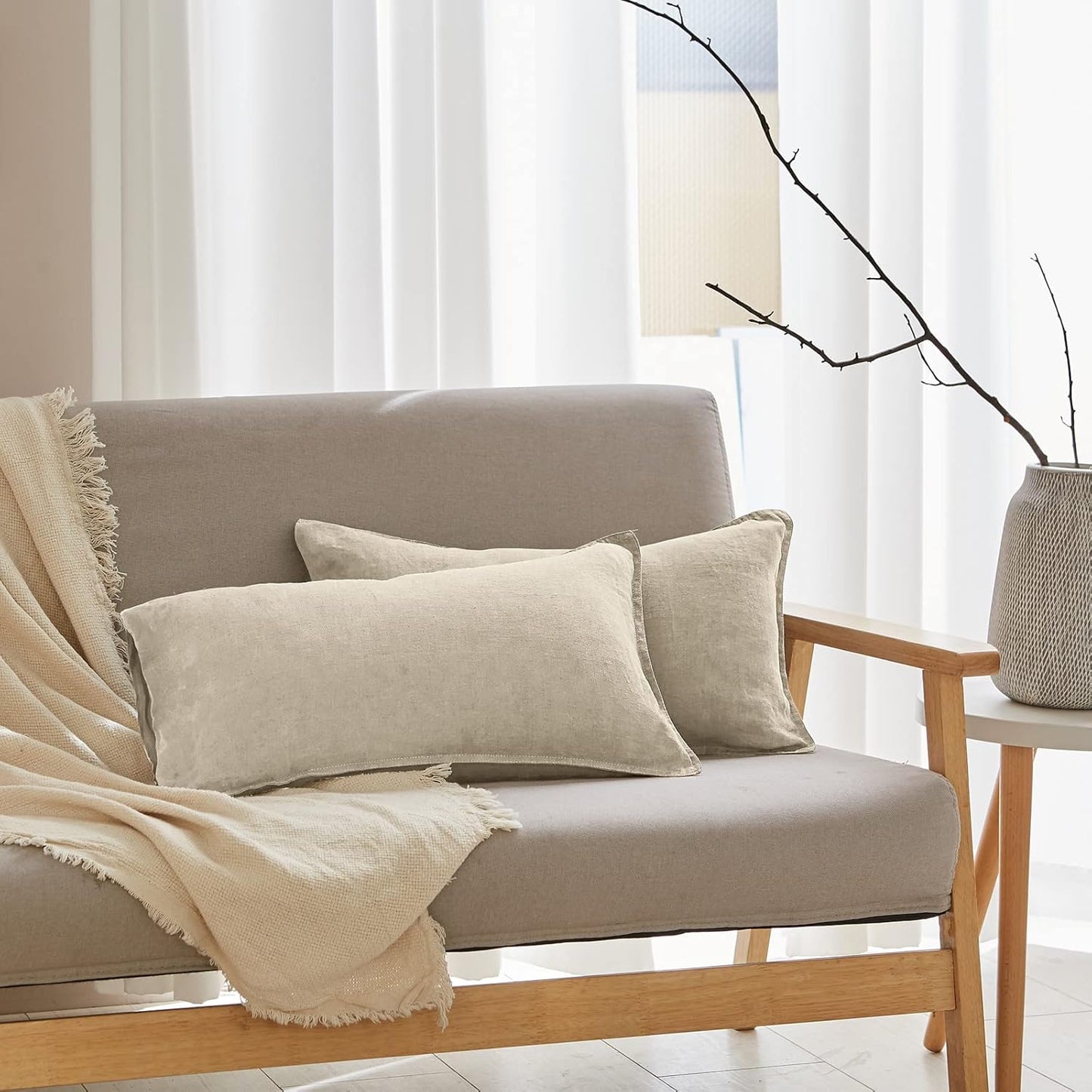 Simple&Opulence 100% Linen Duvet Cover Set with Embroidery Washed - 3 Pieces (1 Duvet Cover with 2 Pillow Shams) with Button Closure Soft Breathable Farmhouse - Linen, King Size