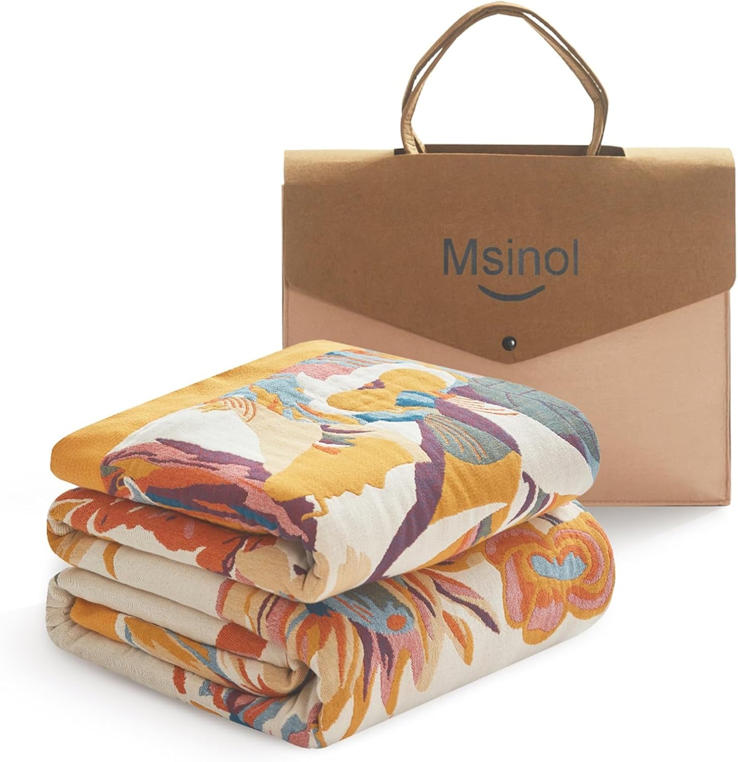 Floral Throw Blanket Pure Cotton Ultra Soft Lightweight Blanket Reversible Farmhouse Blankets Reversible Rustic Throw for Sofa Couch (60"x80",05-Butterfly and Flower)
