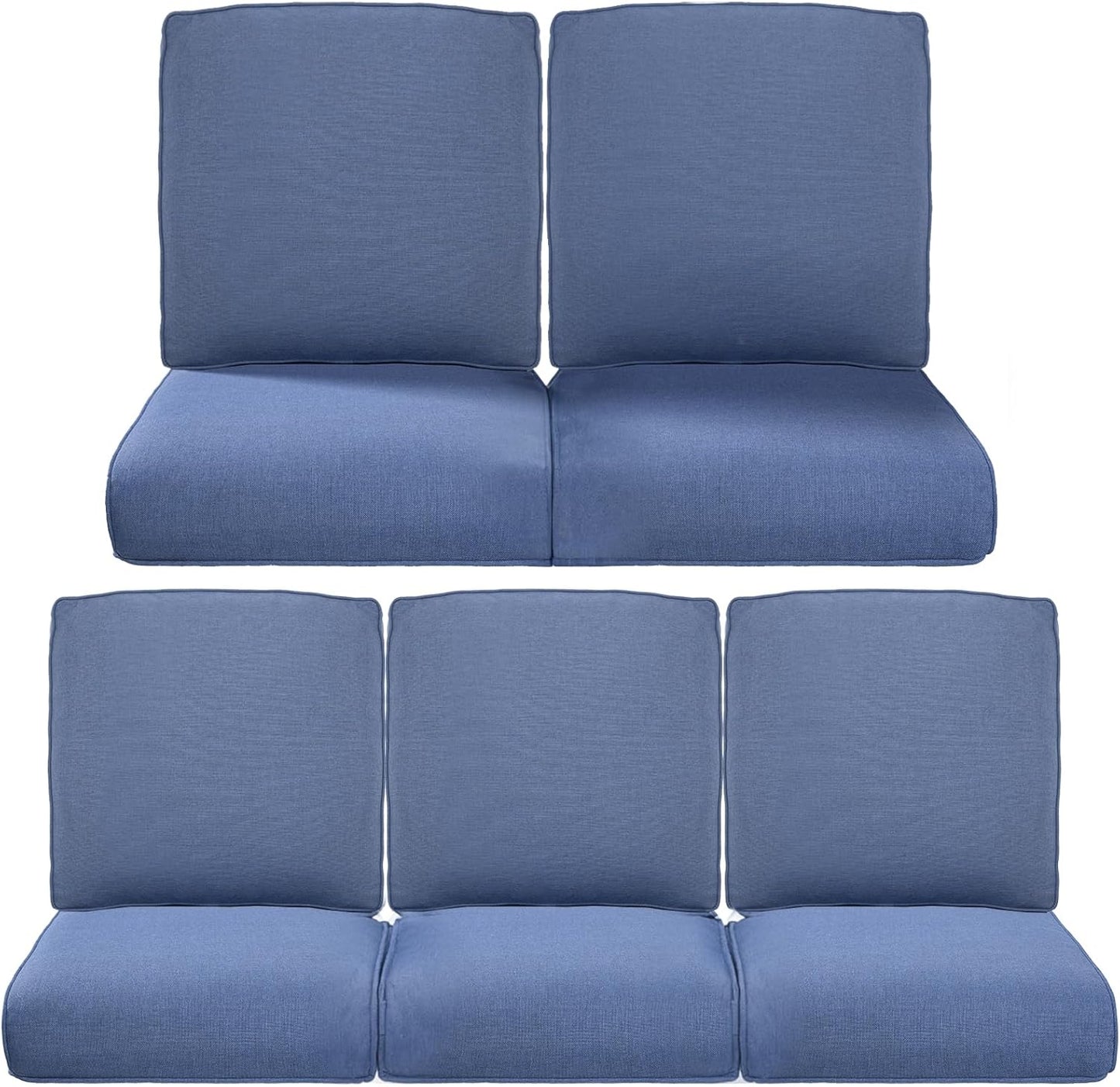 22x25/22x24 Outdoor Cushions for Patio 5 Piece Set - Set of 5 Water-Resistant Replacement Cushion for Wicker Rattan Dining Rocking Swivel Chairs Loveseat Couch Sectional Sofa - Beige/Button