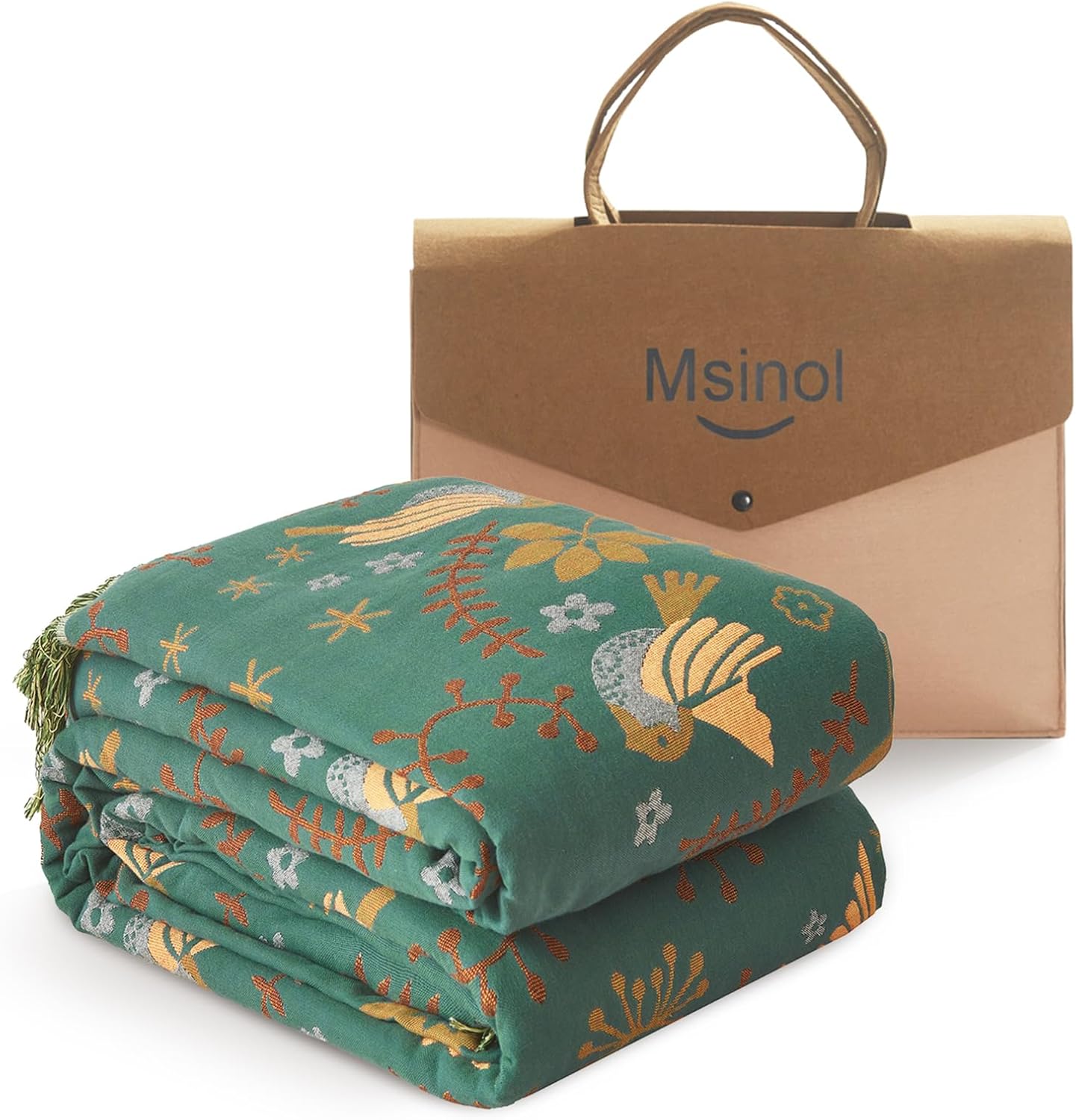 Floral Throw Blanket Pure Cotton Ultra Soft Lightweight Blanket Reversible Farmhouse Blankets Reversible Rustic Throw for Sofa Couch (60"x80",05-Butterfly and Flower)
