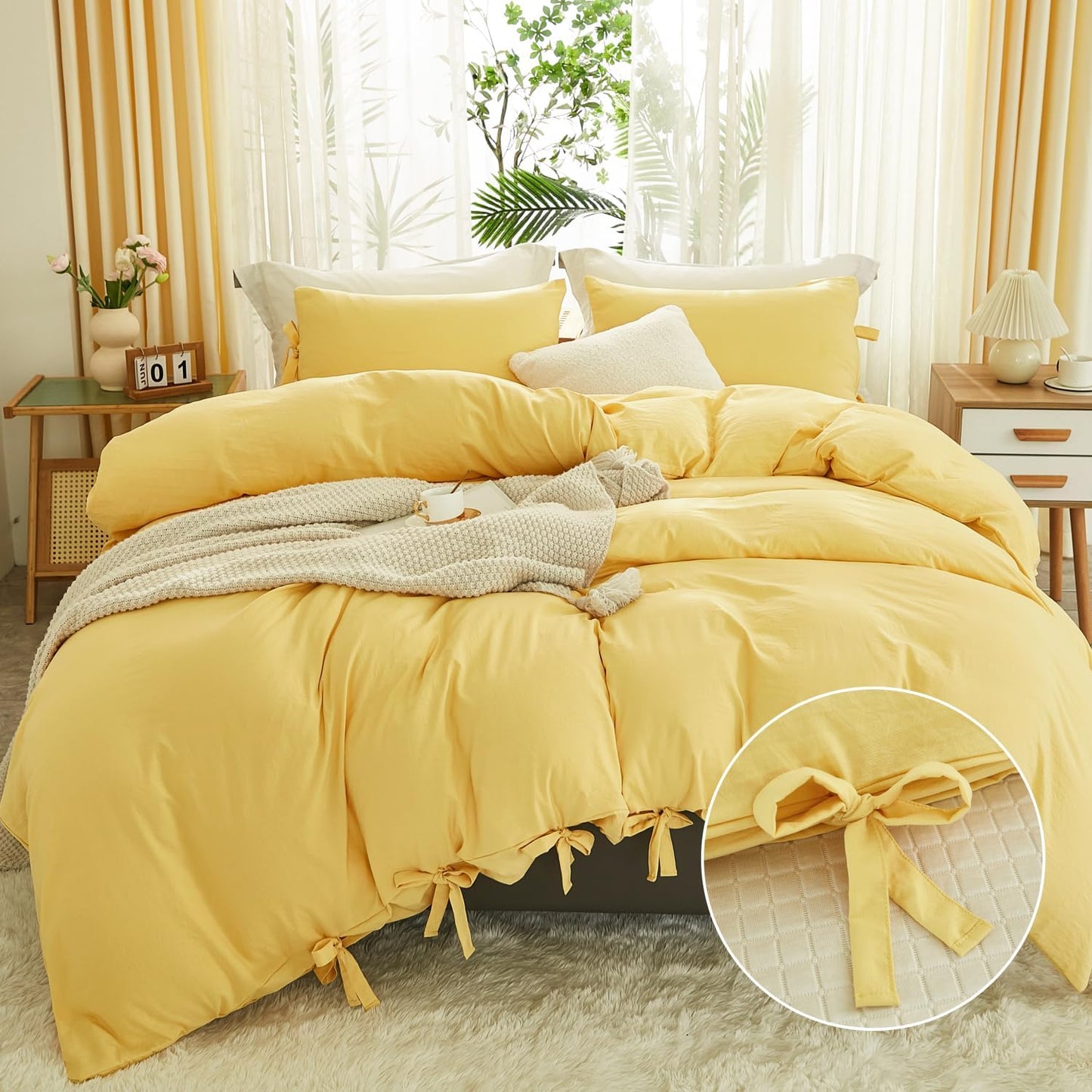annadaif Pink Duvet Cover Queen (90x90 Inch), 3 Pieces (1 Duvet Cover, 2 Pillowcases) Soft Washed Microfiber Bowknot Bow Tie Duvet Cover Set, Easy Care Bedding Set for Men, Women