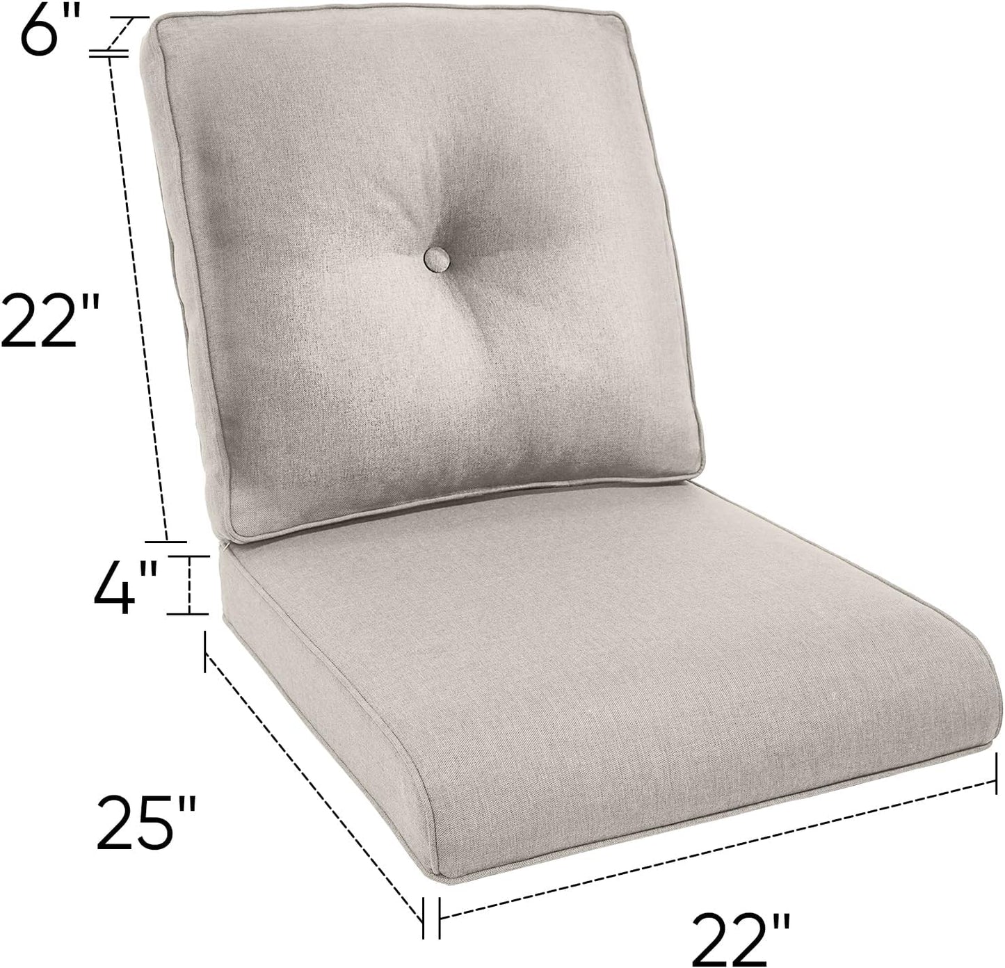22x25/22x24 Outdoor Cushions for Patio 5 Piece Set - Set of 5 Water-Resistant Replacement Cushion for Wicker Rattan Dining Rocking Swivel Chairs Loveseat Couch Sectional Sofa - Beige/Button