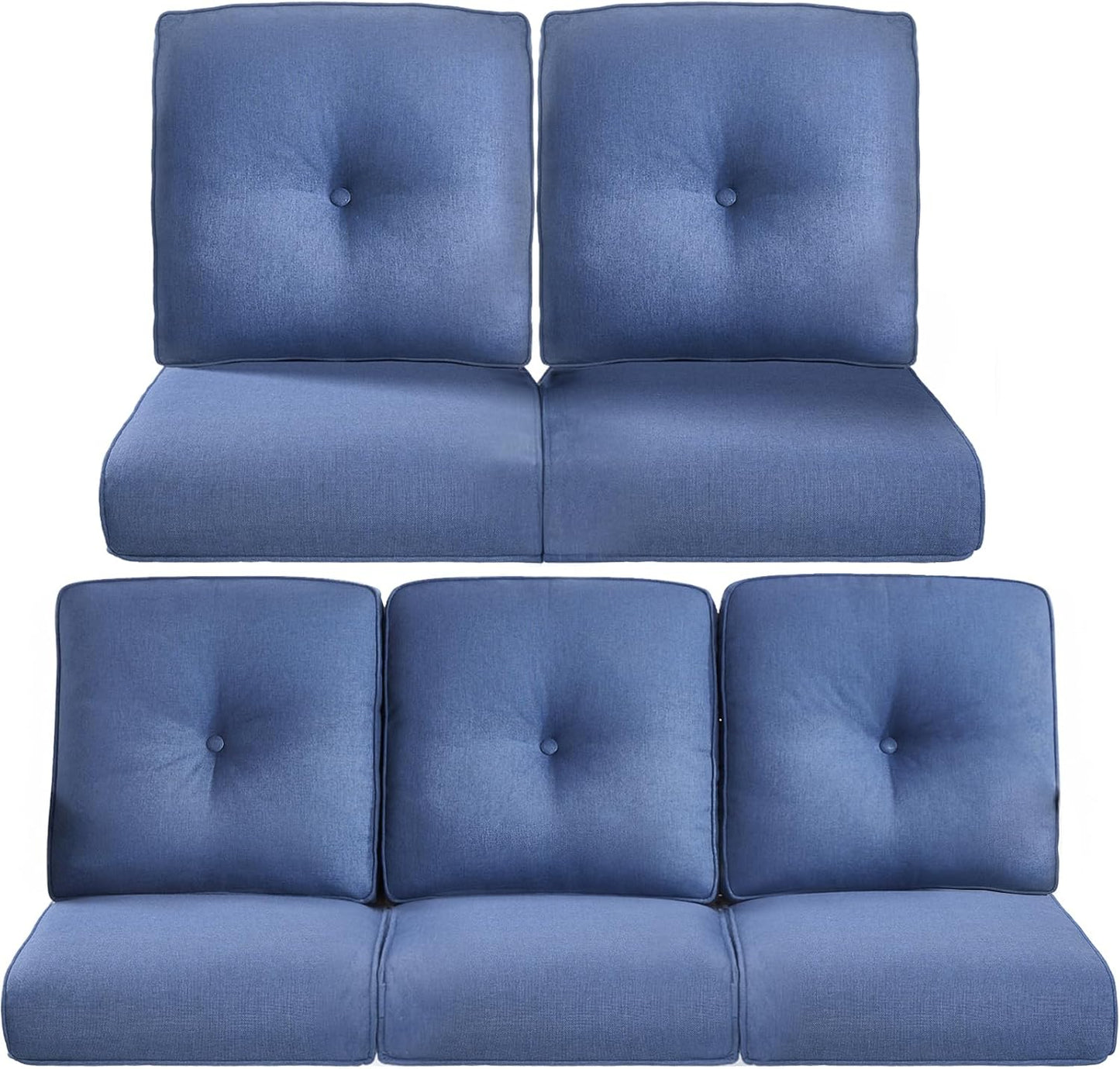 22x25/22x24 Outdoor Cushions for Patio 5 Piece Set - Set of 5 Water-Resistant Replacement Cushion for Wicker Rattan Dining Rocking Swivel Chairs Loveseat Couch Sectional Sofa - Beige/Button