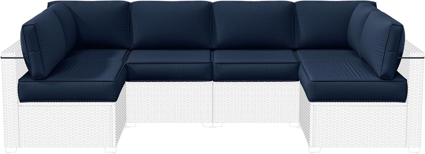 Outdoor Replacement Cushions for Patio Furniture, 5" Foam High-Density, 14-Piece Water-Resistant Outdoor Cushion for 6-Seat Sectional Patio Conversation Sets, Liner&Cover