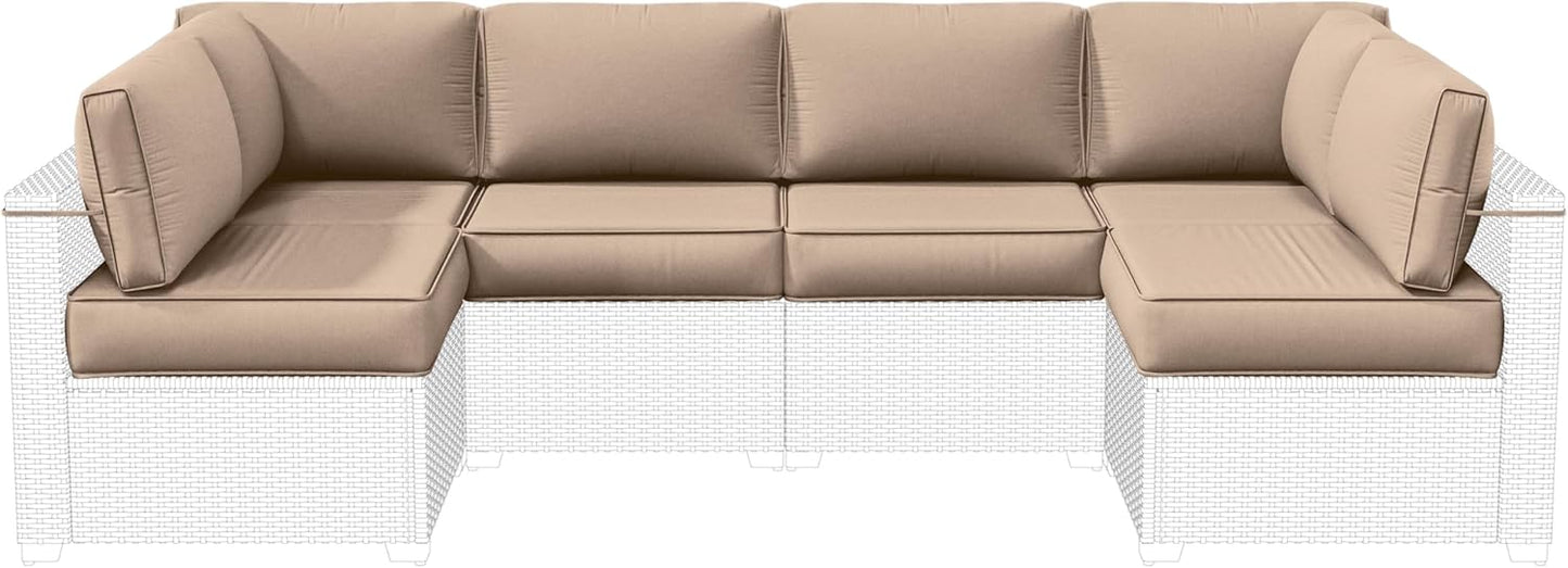 Outdoor Replacement Cushions for Patio Furniture, 5" Foam High-Density, 14-Piece Water-Resistant Outdoor Cushion for 6-Seat Sectional Patio Conversation Sets, Liner&Cover