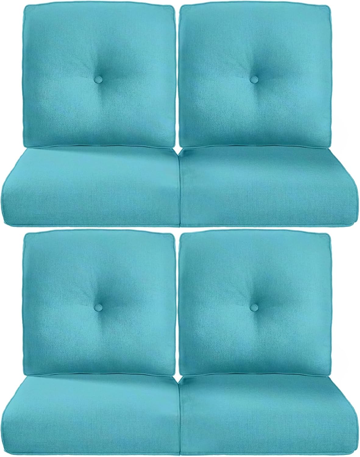 22x25/22x24 Outdoor Cushions for Patio 5 Piece Set - Set of 5 Water-Resistant Replacement Cushion for Wicker Rattan Dining Rocking Swivel Chairs Loveseat Couch Sectional Sofa - Beige/Button