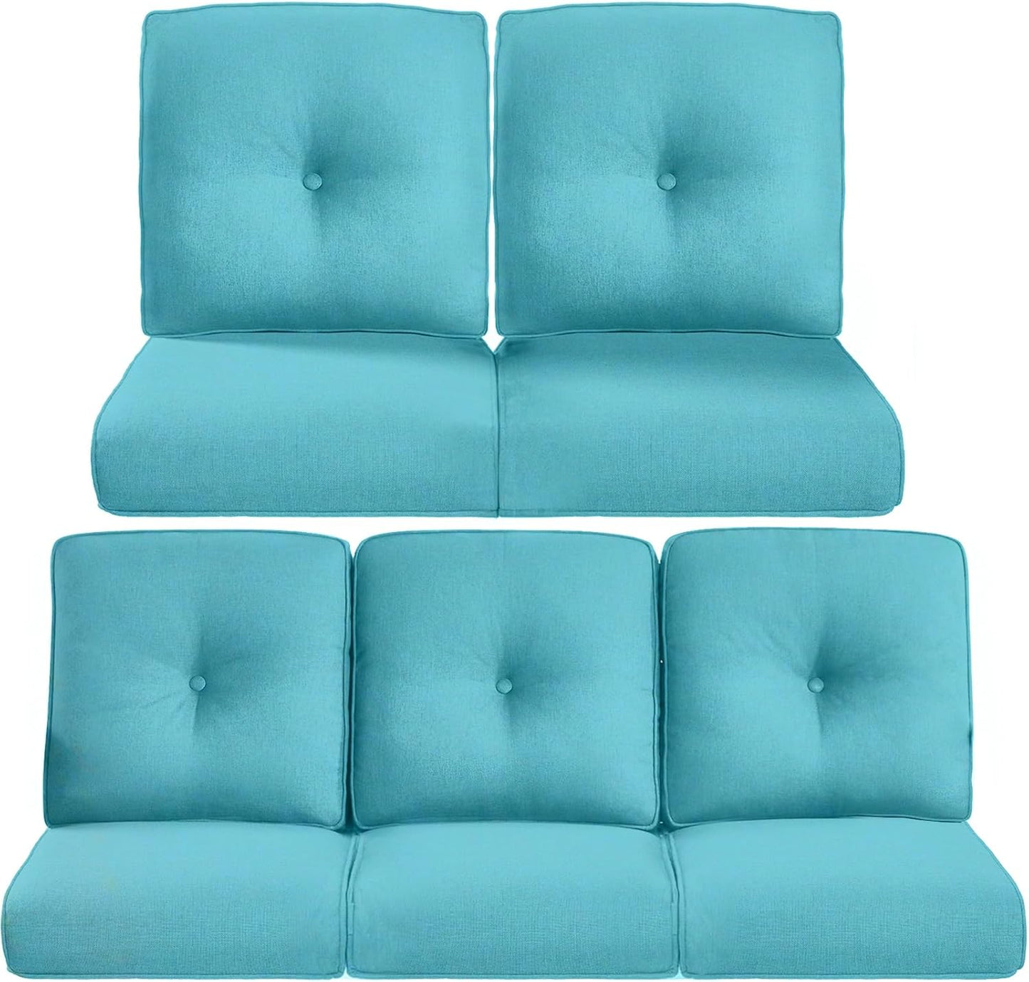 22x25/22x24 Outdoor Cushions for Patio 5 Piece Set - Set of 5 Water-Resistant Replacement Cushion for Wicker Rattan Dining Rocking Swivel Chairs Loveseat Couch Sectional Sofa - Beige/Button