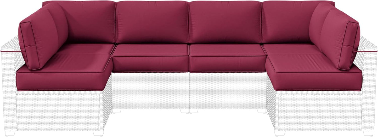 Outdoor Replacement Cushions for Patio Furniture, 5" Foam High-Density, 14-Piece Water-Resistant Outdoor Cushion for 6-Seat Sectional Patio Conversation Sets, Liner&Cover