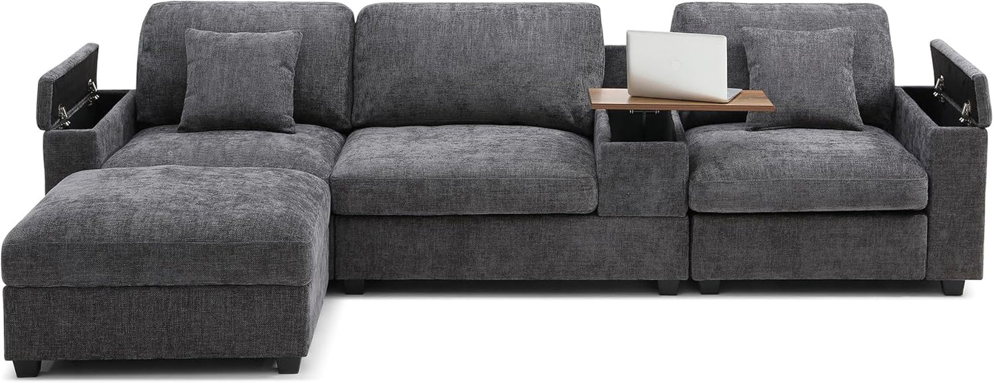 Oversized Modular Sectional Sofa Modern Cloud Couch with Movable Ottoman 7 Seater U/L Shaped Lounge Sofas Comfy Couches with Thicked Cushion Backrest for Living Room Spacious Space Office