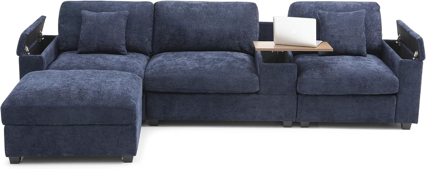 Oversized Modular Sectional Sofa Modern Cloud Couch with Movable Ottoman 7 Seater U/L Shaped Lounge Sofas Comfy Couches with Thicked Cushion Backrest for Living Room Spacious Space Office