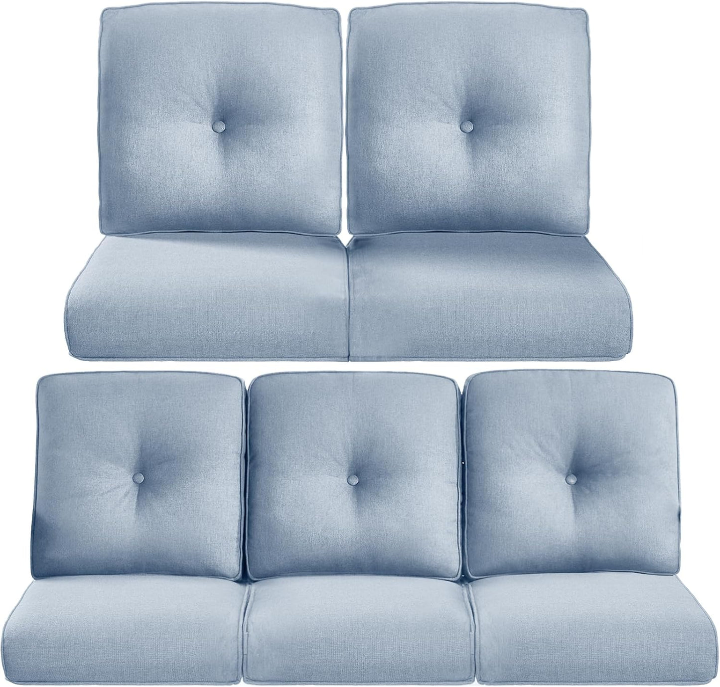 22x25/22x24 Outdoor Cushions for Patio 5 Piece Set - Set of 5 Water-Resistant Replacement Cushion for Wicker Rattan Dining Rocking Swivel Chairs Loveseat Couch Sectional Sofa - Beige/Button