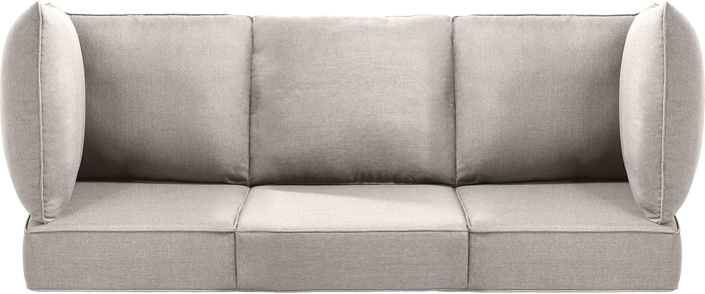 Luxury 24x24x6 Outdoor Cushions for 5-Seat Sectional Sofa Set of 5 - Water-Repellent 11-Piece Patio Cushion Set for Outside Rattan Wicker Loveseat Chair L-Shape Couch - Beige/Classic