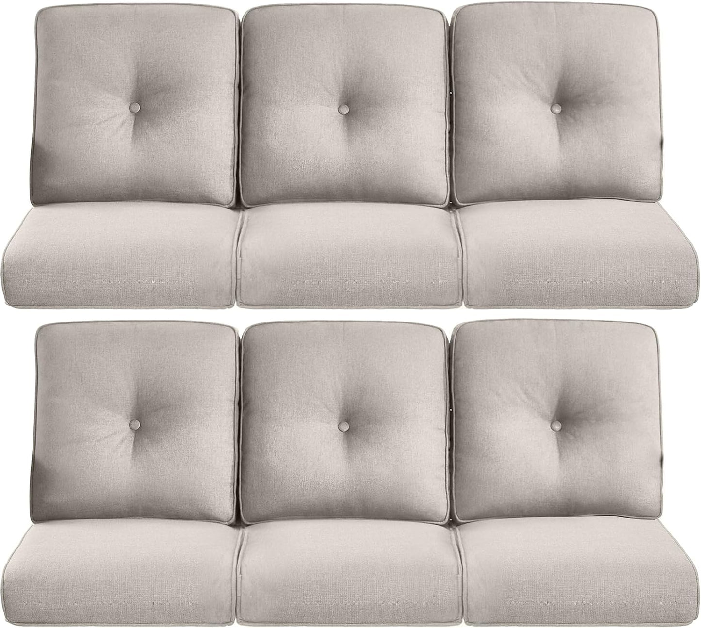 22x25/22x24 Outdoor Cushions for Patio 5 Piece Set - Set of 5 Water-Resistant Replacement Cushion for Wicker Rattan Dining Rocking Swivel Chairs Loveseat Couch Sectional Sofa - Beige/Button