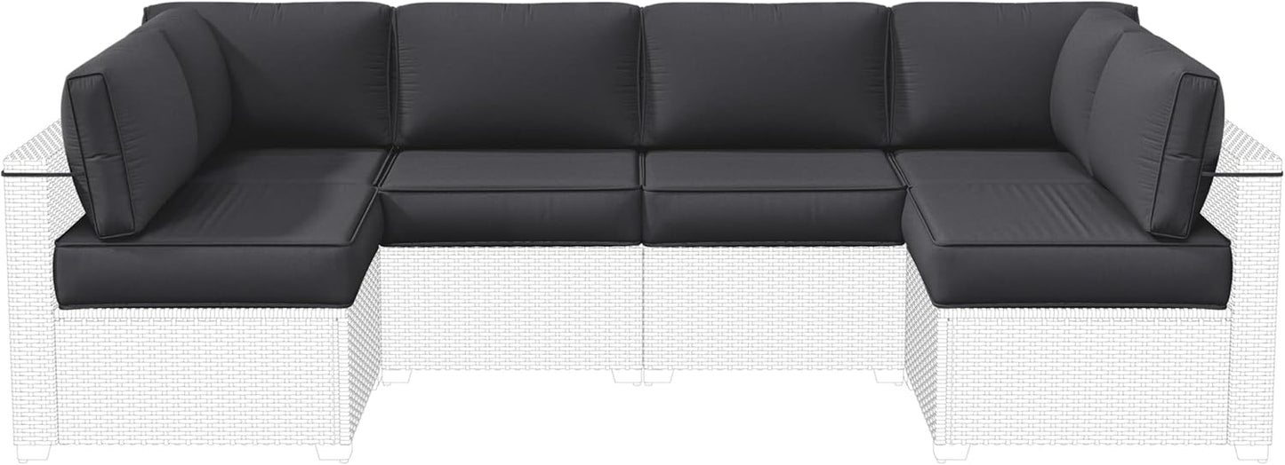 Outdoor Replacement Cushions for Patio Furniture, 5" Foam High-Density, 14-Piece Water-Resistant Outdoor Cushion for 6-Seat Sectional Patio Conversation Sets, Liner&Cover
