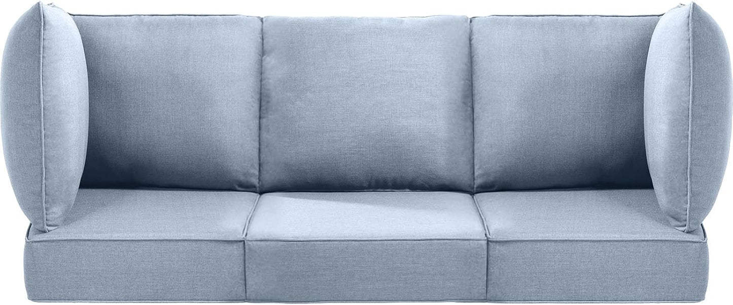 Luxury 24x24x6 Outdoor Cushions for 5-Seat Sectional Sofa Set of 5 - Water-Repellent 11-Piece Patio Cushion Set for Outside Rattan Wicker Loveseat Chair L-Shape Couch - Beige/Classic