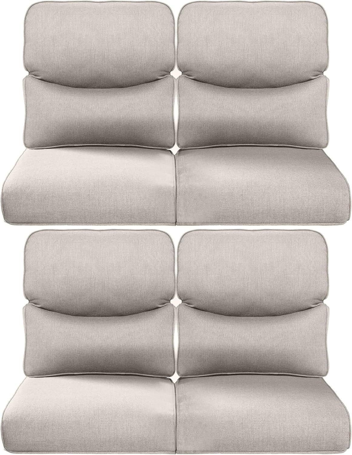 22x25/22x24 Outdoor Cushions for Patio 5 Piece Set - Set of 5 Water-Resistant Replacement Cushion for Wicker Rattan Dining Rocking Swivel Chairs Loveseat Couch Sectional Sofa - Beige/Button