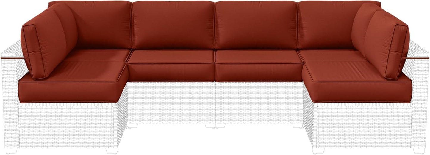 Outdoor Replacement Cushions for Patio Furniture, 5" Foam High-Density, 14-Piece Water-Resistant Outdoor Cushion for 6-Seat Sectional Patio Conversation Sets, Liner&Cover