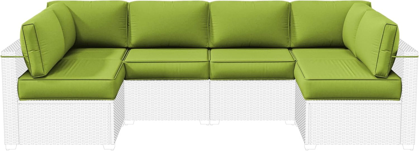 Outdoor Replacement Cushions for Patio Furniture, 5" Foam High-Density, 14-Piece Water-Resistant Outdoor Cushion for 6-Seat Sectional Patio Conversation Sets, Liner&Cover
