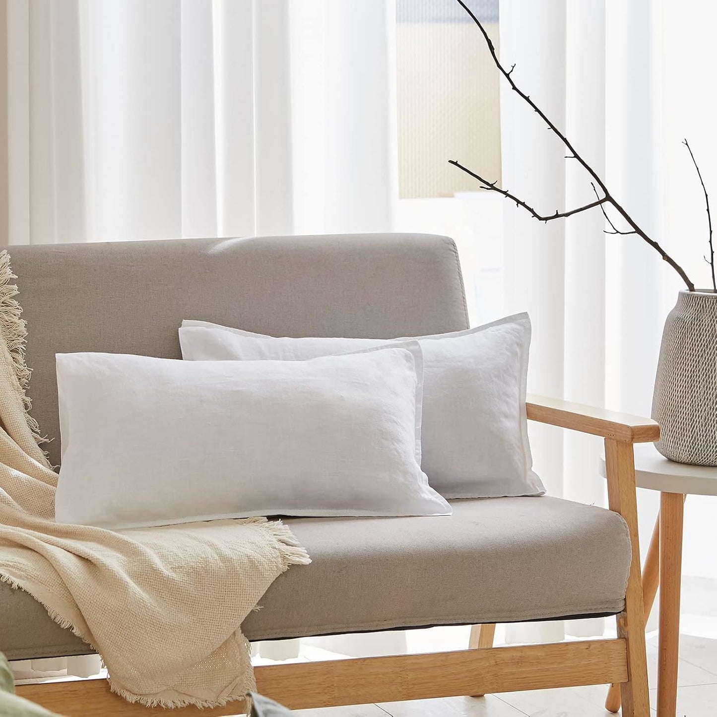 Simple&Opulence 100% Linen Duvet Cover Set with Embroidery Washed - 3 Pieces (1 Duvet Cover with 2 Pillow Shams) with Button Closure Soft Breathable Farmhouse - Linen, King Size