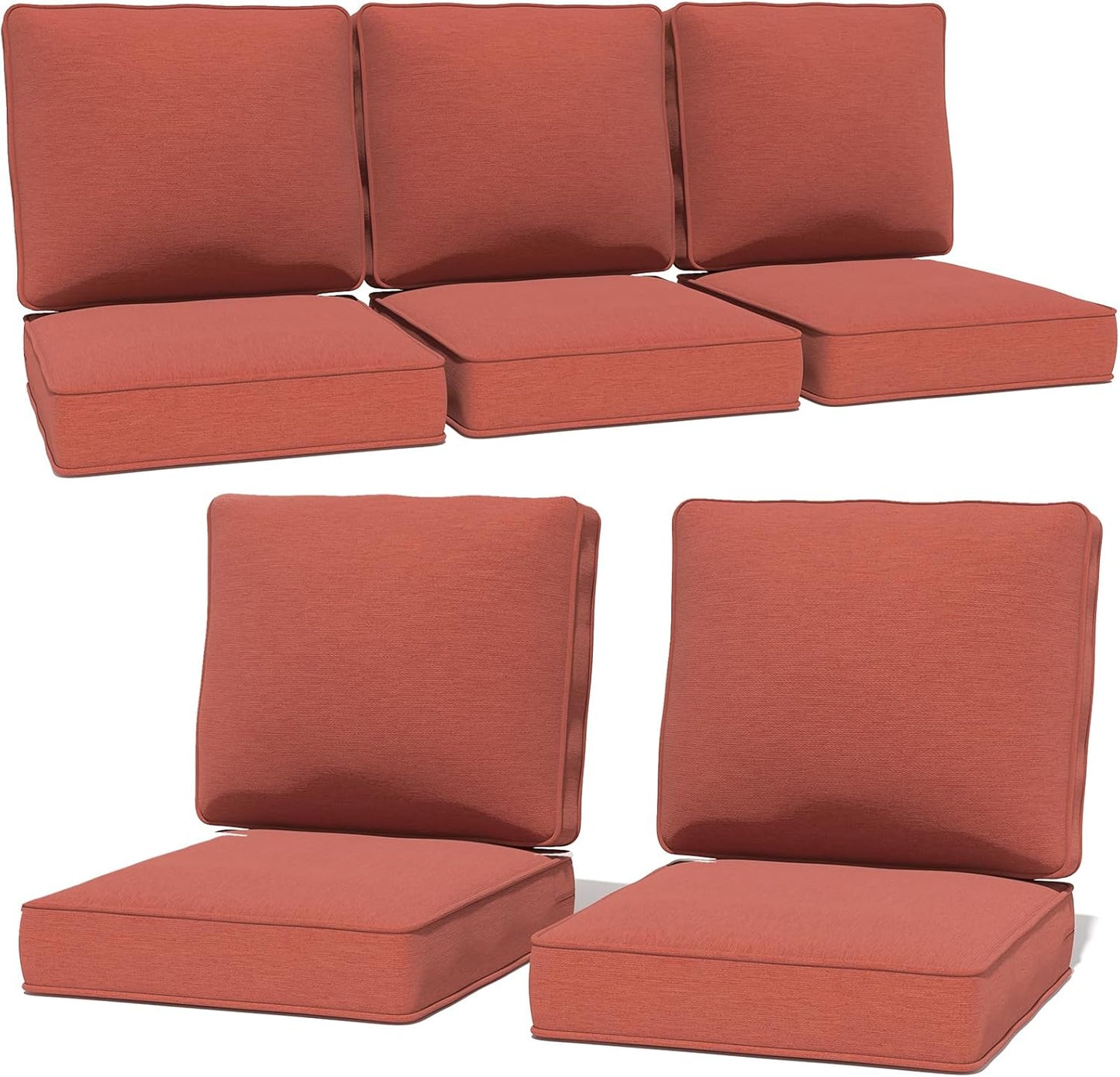 Outdoor Chairs Cushions 23 x 24 inch Patio Furniture Chair Cushion Set of 5 Water-Resistant Fade Resistant and Removable Cover for Sectional Sofa Wicker Chairs Loveseat Couch, Beige