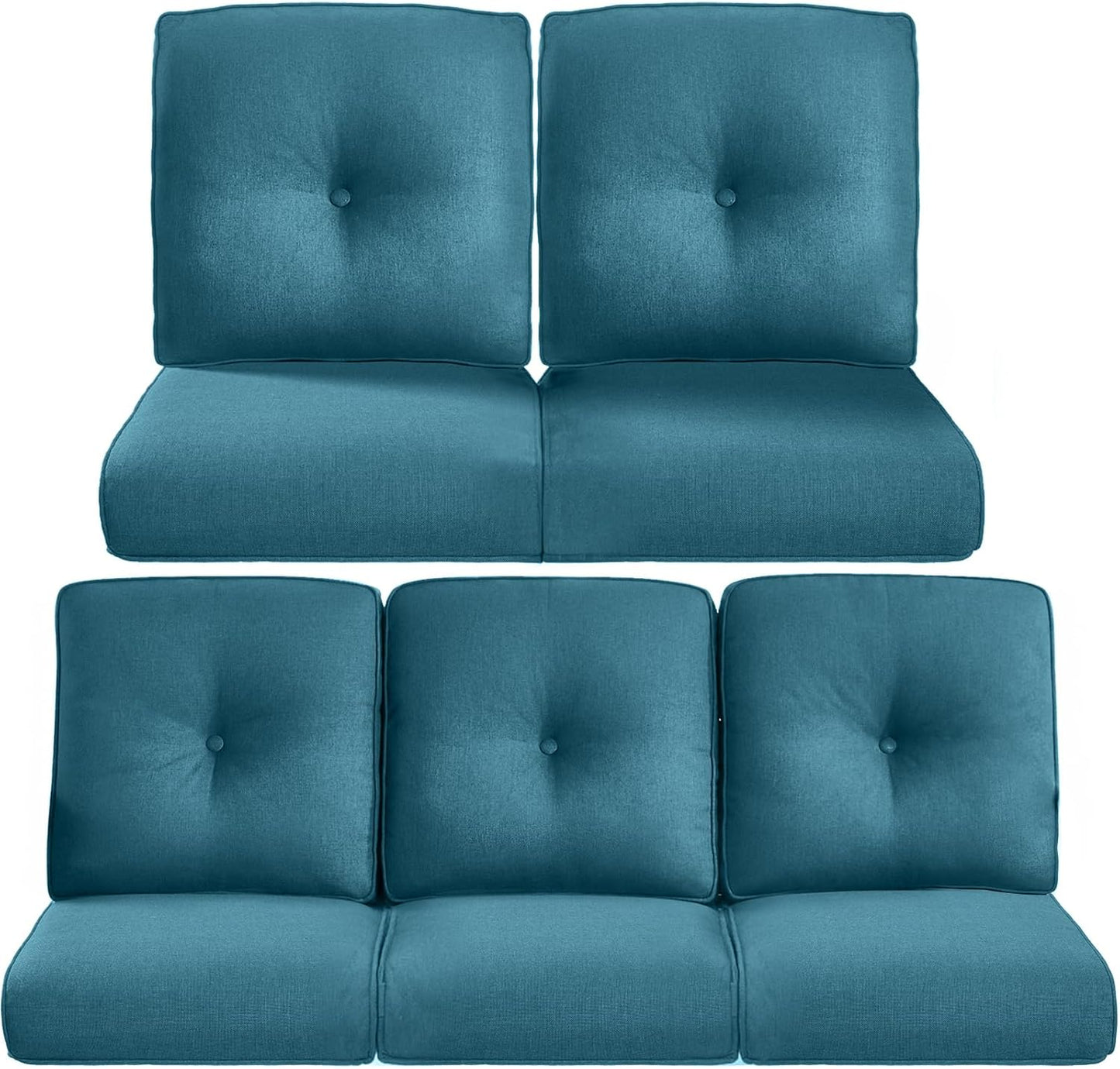 22x25/22x24 Outdoor Cushions for Patio 5 Piece Set - Set of 5 Water-Resistant Replacement Cushion for Wicker Rattan Dining Rocking Swivel Chairs Loveseat Couch Sectional Sofa - Beige/Button